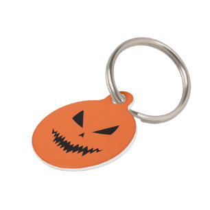 Cool scary Jack O'Lantern face Halloween Customise Pet Tag