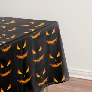 Cool scary Jack O'Lantern face Halloween pattern Tablecloth