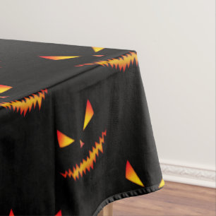 Cool scary Jack O'Lantern face Halloween pattern Tablecloth