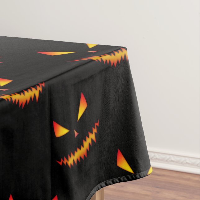 Cool scary Jack O'Lantern face Halloween pattern Tablecloth (In Situ)