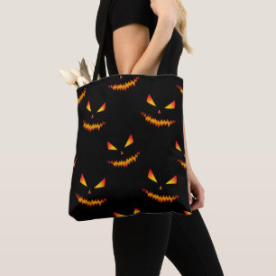 Cool scary Jack O'Lantern face Halloween pattern Tote Bag