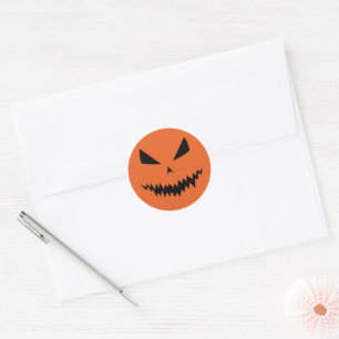 Cool scary Jack O'Lantern Halloween black orange Classic Round Sticker