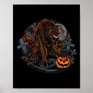 Cool Scary Werewolf Halloween Theme Poster