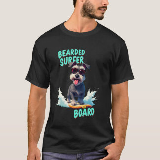 Cool Schnauzer Surfing Dog T-Shirt