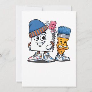 Cool School Art Crew – Cartoon Notebook Invitation