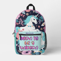 Cool School bag, Born to be A Unicorn Personalised Printed Backpack