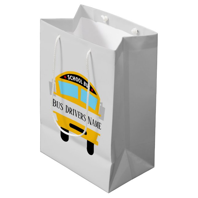 cool School bus driver add name Medium Gift Bag (Front Angled)