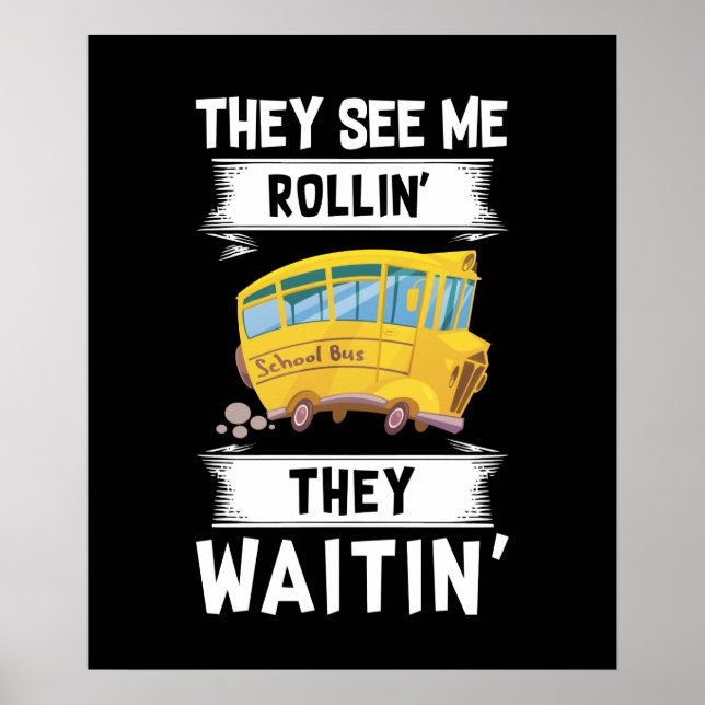 cool School bus driver word art  Poster (Front)