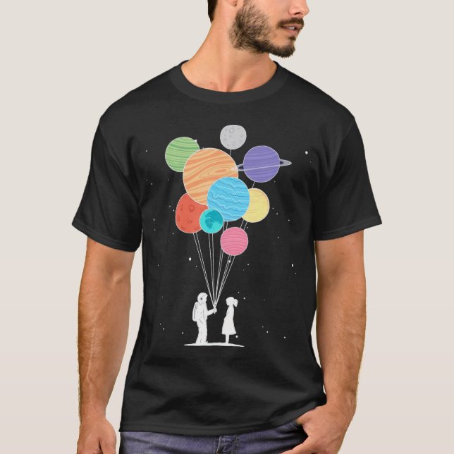 Cool Science Astronomy Astronaut Planets T Shirts  (Front)