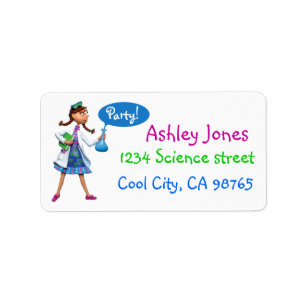Cool Science Birthday Party for Girls Label