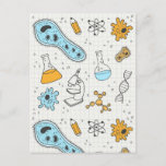 Cool science Geek biology art Postcard<br><div class="desc">Geek girl cool science theme design with biology theme featuring microscope,  Dna and various other science symbols.</div>