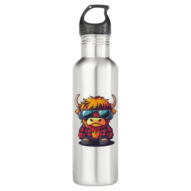 Cool Scottish Highland Cow Classic T-Shirt 710 Ml Water Bottle (Front)