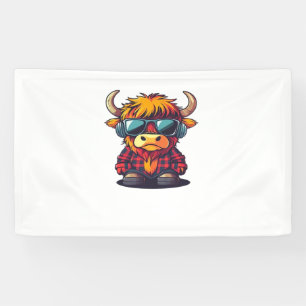 Cool Scottish Highland Cow Classic T-Shirt Banner
