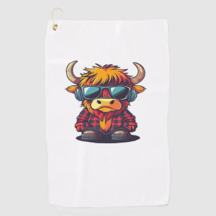 Cool Scottish Highland Cow Classic T-Shirt Golf Towel