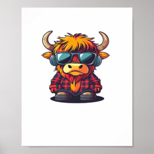 Cool Scottish Highland Cow Classic T-Shirt Poster