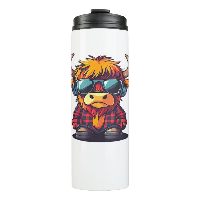 Cool Scottish Highland Cow Classic T-Shirt Thermal Tumbler (Front)