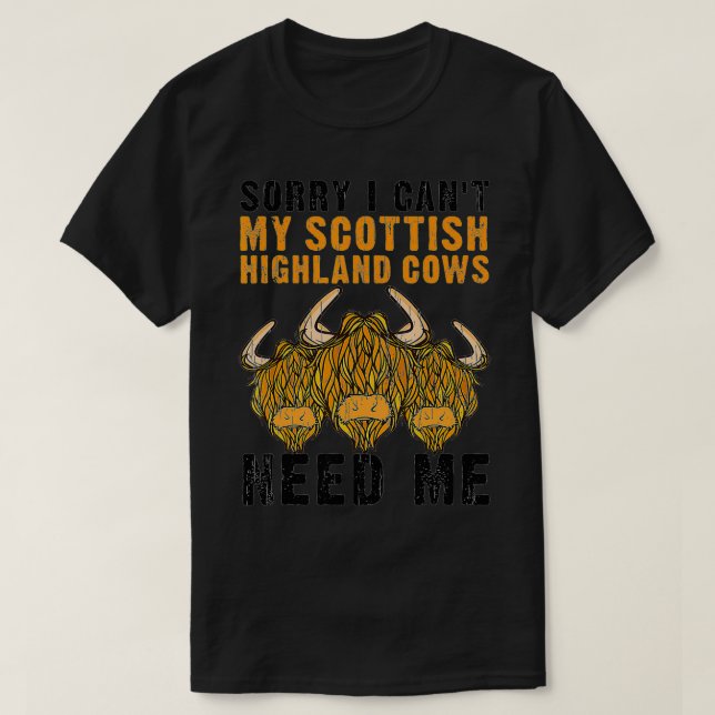 Cool Scottish Highland Cows Gift Funny Cow For Men T-Shirt (Design Front)