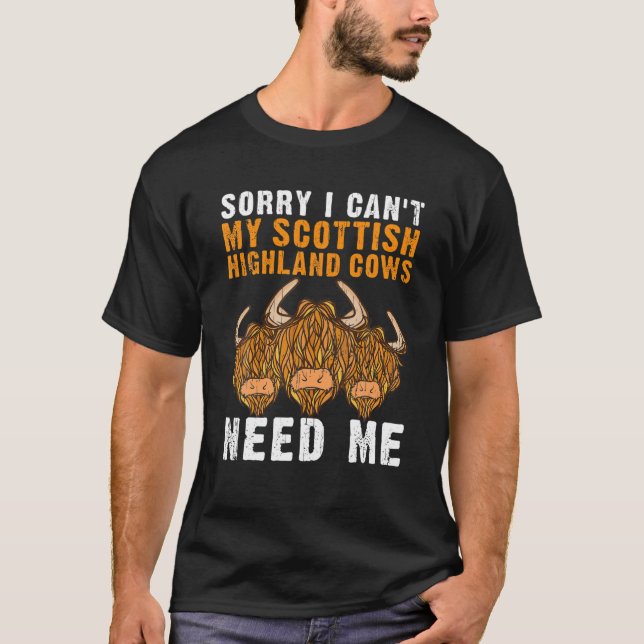 Cool Scottish Highland Cows Gift Funny Cow For Men T-Shirt (Front)