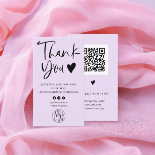 Cool script lavender logo order thank you business card