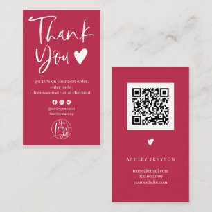 Cool script magenta logo order thank you business card
