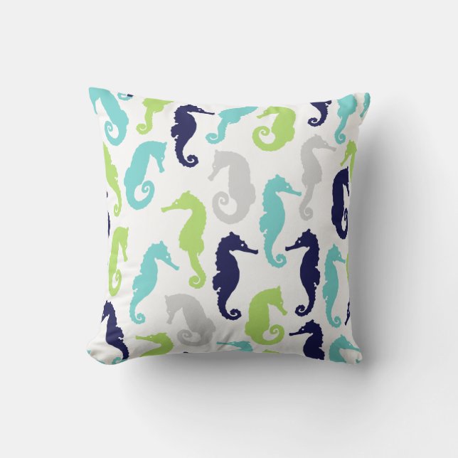 Cool Sea Horses Pattern Cushion (Front)