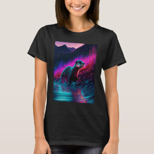 Cool Sea Otter Synthwave Wandering Otter  1 T-Shirt