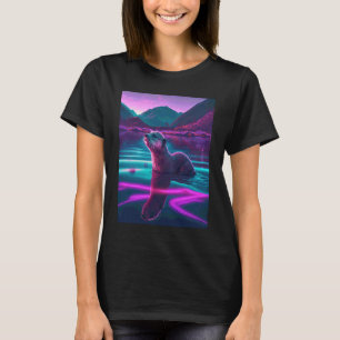 Cool Sea Otter Synthwave Wandering Otter  2 T-Shirt