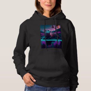 Cool Sea Otter Synthwave Wandering Otter 3 Hoodie