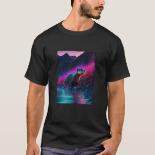 Cool Sea Otter Synthwave Wandering Otter  3 T-Shirt