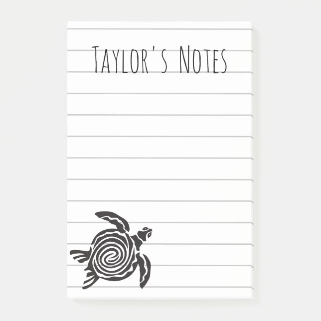 Cool Sea Turtle Personalised Name Post-it Notes (Front)
