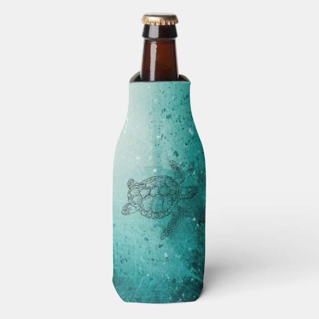 Cool Sea Turtle Swimming Bottle Cooler (Bottle Front)