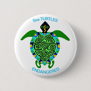 Cool Sea TURTLES - Endangered animal graphic - 6 Cm Round Badge