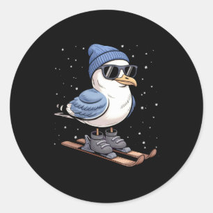Cool Seagull On Skis - Nordic Winter Seagulls Aprè Classic Round Sticker