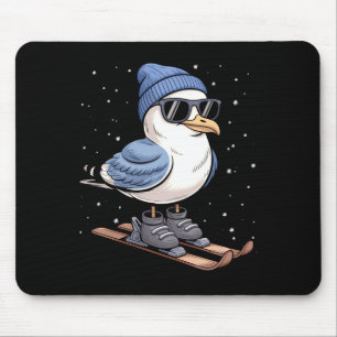 Cool Seagull On Skis - Nordic Winter Seagulls Aprè Mouse Mat