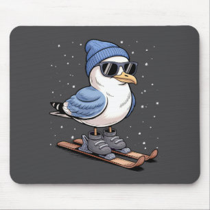 Cool Seagull On Skis - Nordic Winter Seagulls Aprè Mouse Mat
