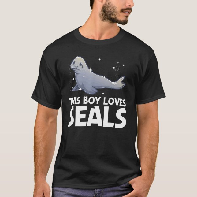 Cool Seal For Boys Kids Sea Lion Animal  Harp Seal T-Shirt (Front)