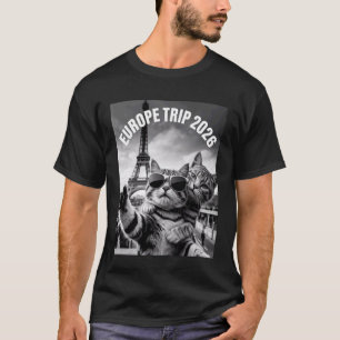 Cool Selfie Cat Travel Europe Trip 2026 France Par T-Shirt
