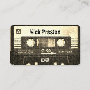 Cool Sepia Retro Audio Cassette DJ Professional Business Card