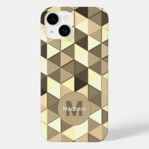 Cool sepia triangle geometric pattern Monogram Case-Mate iPhone 14 Case