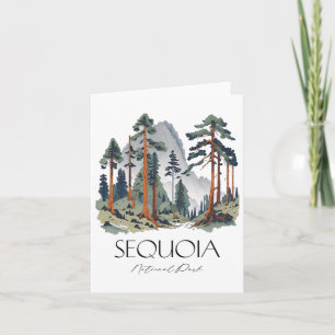 Cool Sequoia National Park Hiking Watercolor Graph Card