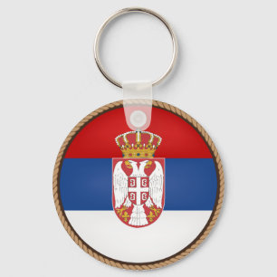 Cool Serbia Flag Seal Key Ring