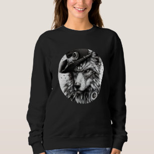 Cool Serious Grey Gang Black and White Pirate Wolf Sweatshirt