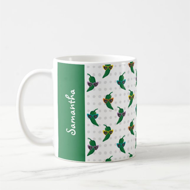 Cool Shades Green Chile Pattern Coffee Mug (Left)
