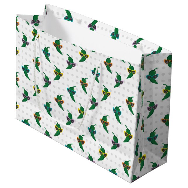 Cool Shades Green Chile Pattern Large Gift Bag (Front Angled)