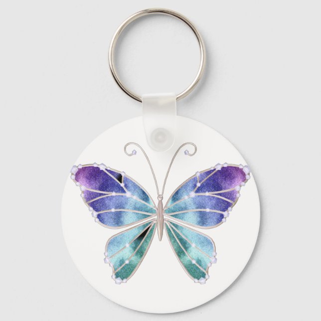 Cool Shades Rainbow Wings Butterfly Key Ring (Front)