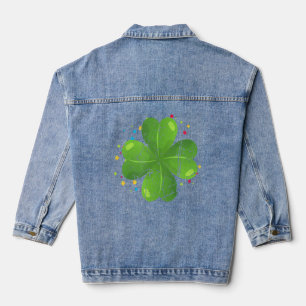 Cool Shamrock Irish St Patrick S Day Lucky Big C L Denim Jacket