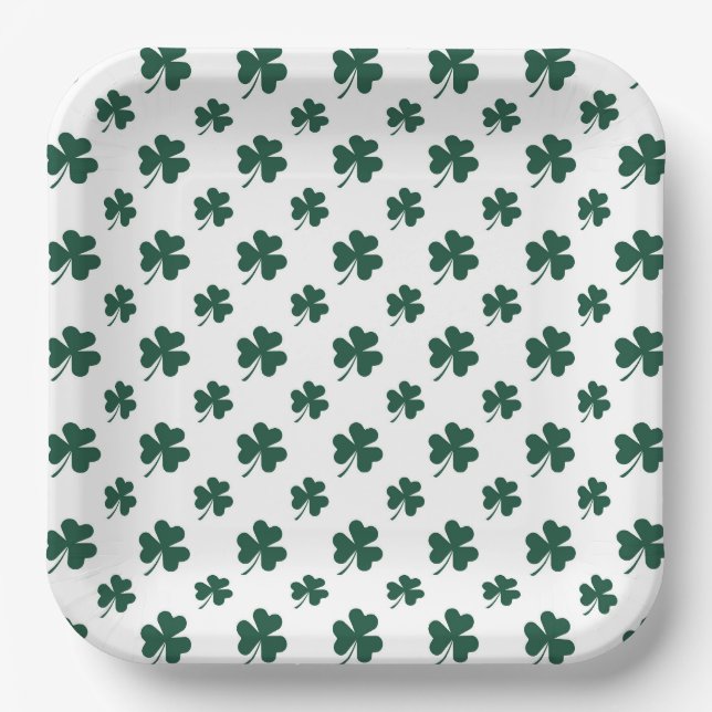 Cool shamrock tiled pattern clover  paper plate (Front)