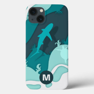 Cool Shark Abstract Art Monogram Case-Mate iPhone Case