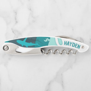 Cool Shark Abstract Art Personalised Corkscrew