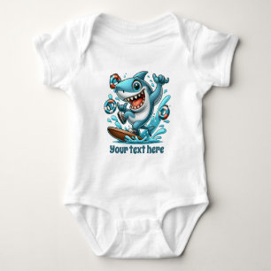 Cool shark add text unisex  baby bodysuit
